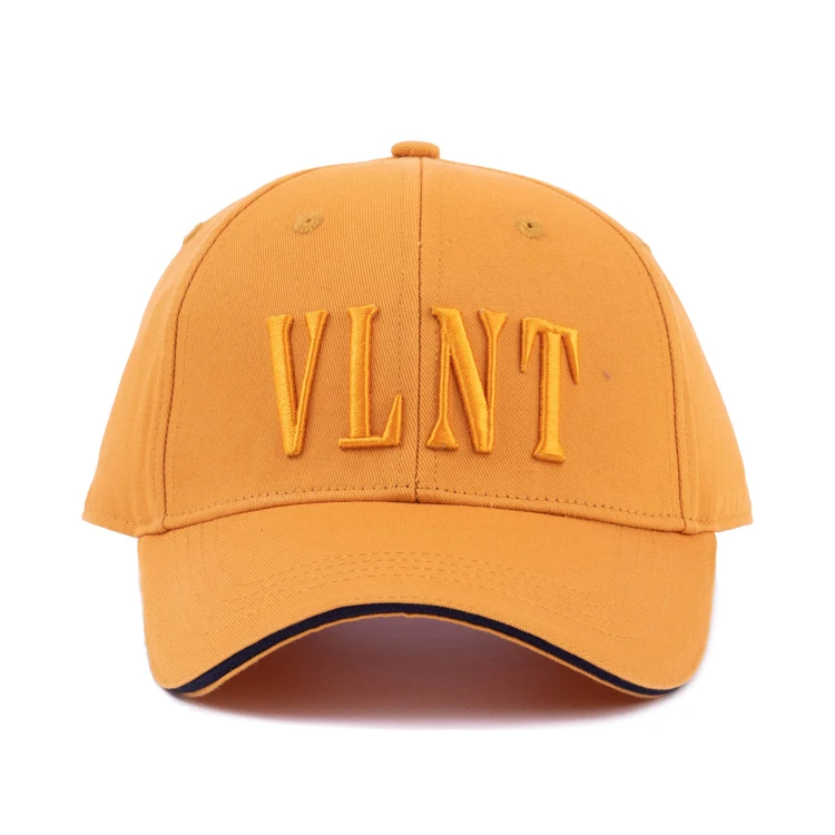 Cheap Price Custom Made Baseball Caps 6 Panel Polyester Cotton Simple Style Yellow 3D Embroidery Customied Unisex With Metal Str