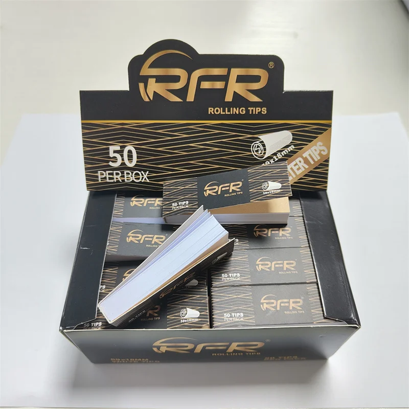 RFR Classic Black Wide Rolling Tips 50 Leaves  50 Packs Unbleached Paper for Smoking