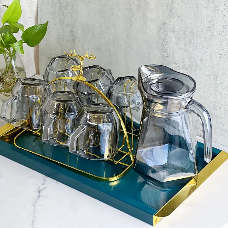 Large Cool Glass Pitcher Water kettle glass jug Carafe Lid Spout Hot Cold Tea Juice Coffee glass water jug