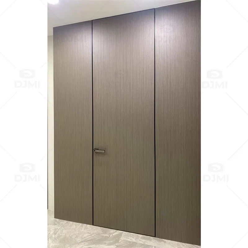 Minimalist Design Room Interior Paint Solid Wooden Slab Timber Invisible Door For House Custom Flush Border Hidden Murphy Door