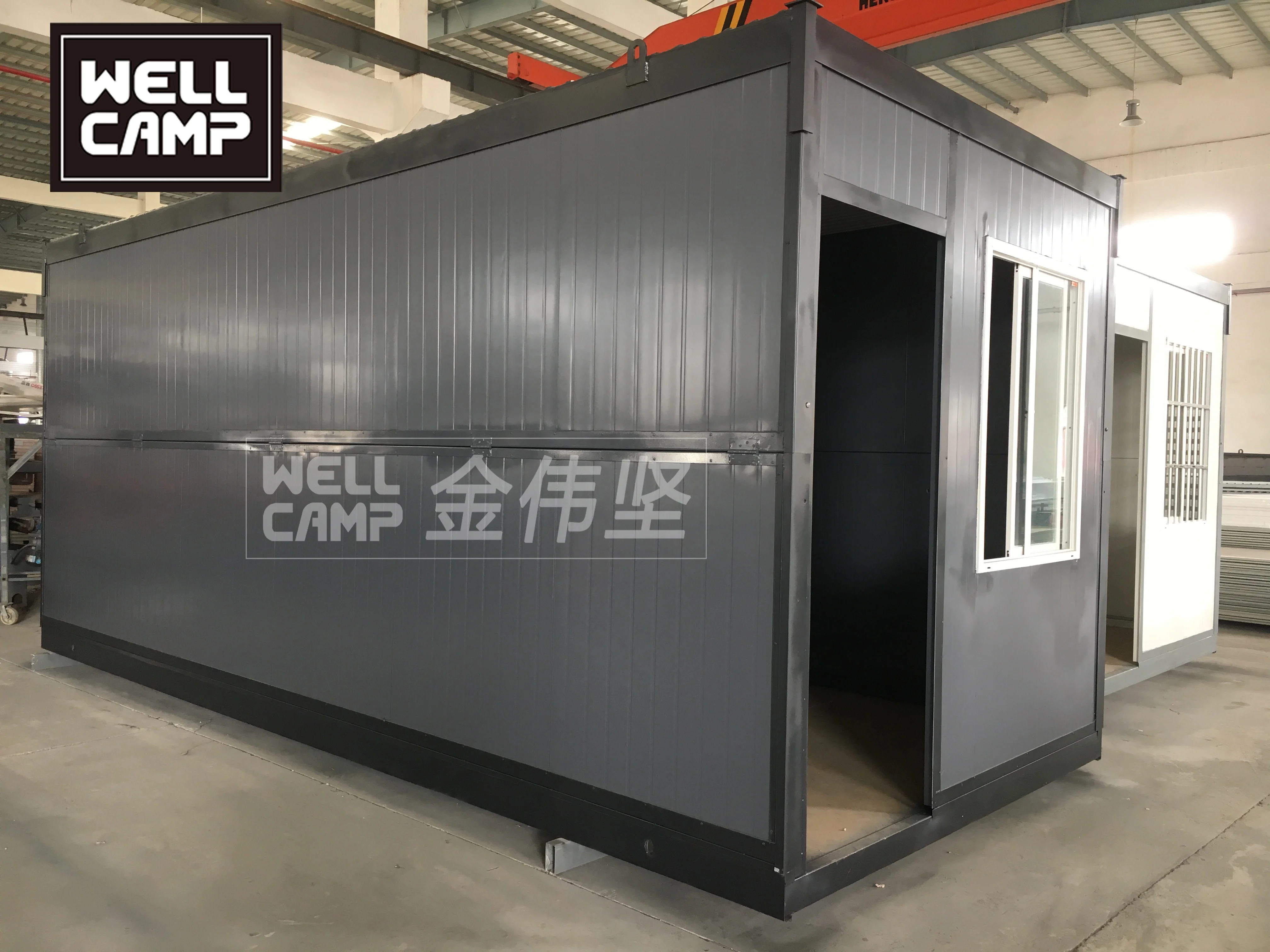 German Grey Wellcamp Isolation collapsible caravan dormitory 20ft folding container house for sale collapsible prefab office