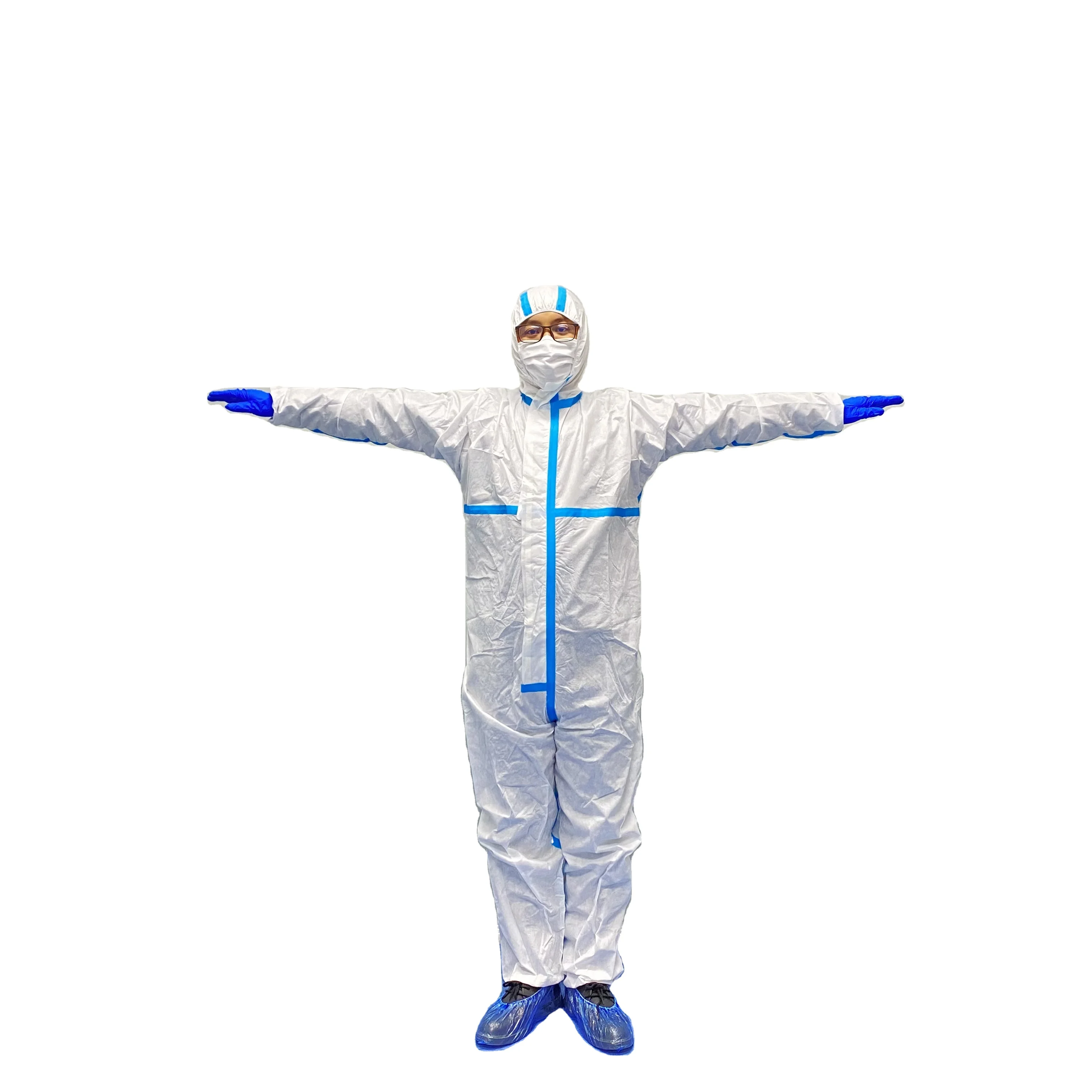 Прямая продажа с завода, комбинезон, защитный костюм, медицинская одежда, СИЗ халат, одноразовые защитные костюмы с CE EN14126