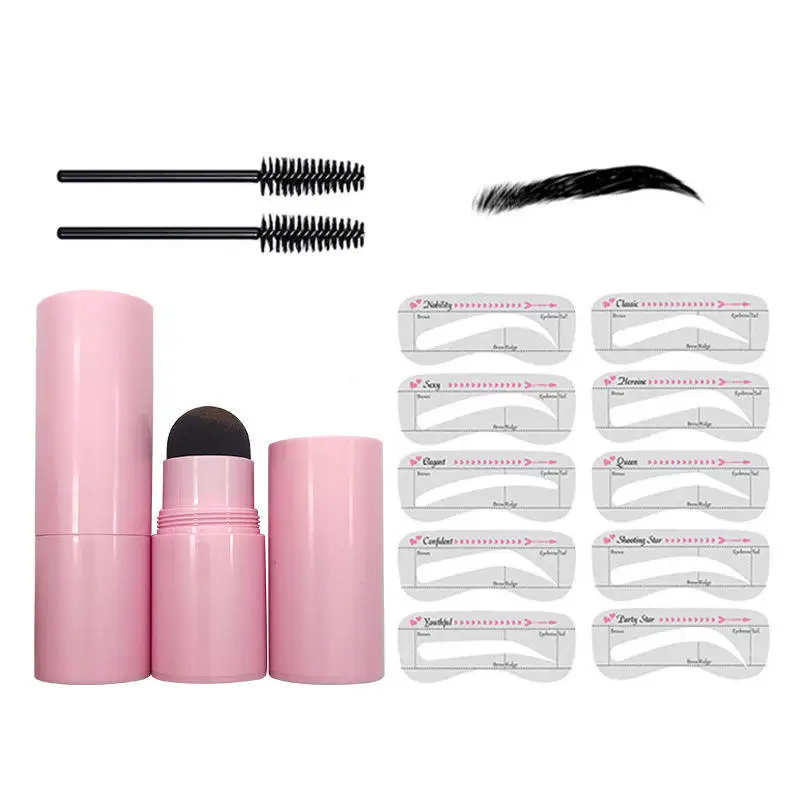 Wholesale OEM Brow Powder Stamp Stencil Kit Seamless Hold Professional Sweat Proof One Step Powder Eyebrow Set