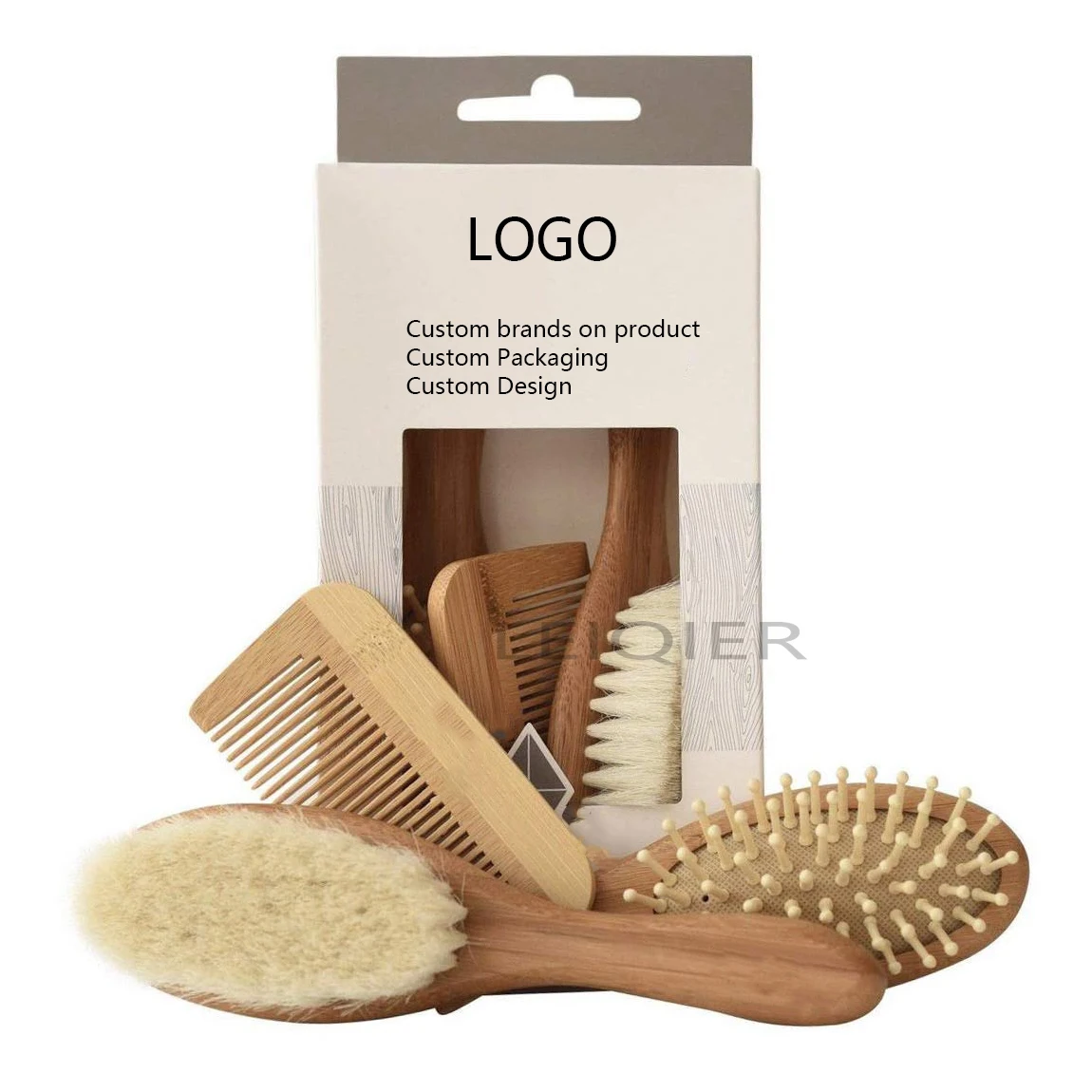 Набор деревянных расчесок для новорожденных