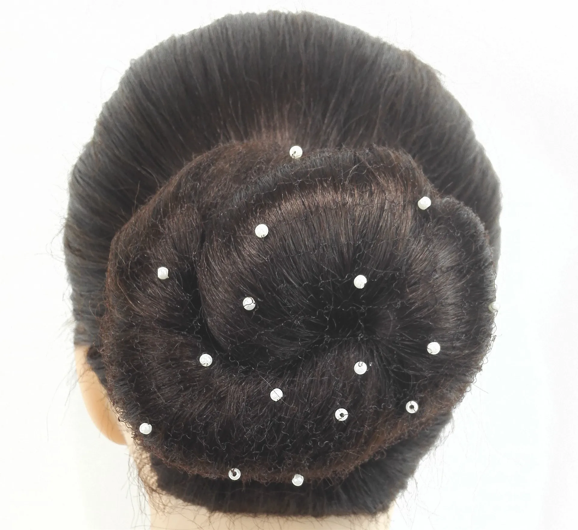 Hot Selling Invisible Hair Net with Pearl Elastic Crystal Nylon Hairnet Bun Cover For Women Hair Accessories