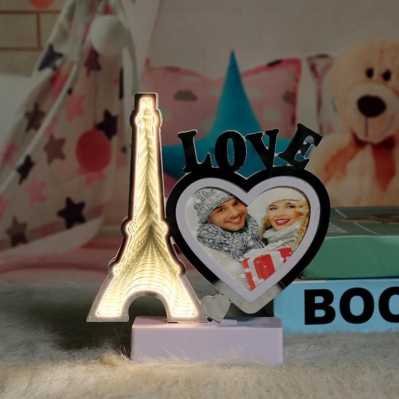 
battery operation led Eiffel Tower mold light led decorative table lights Infinity tunnel lamp pvc led night lamps for photo 