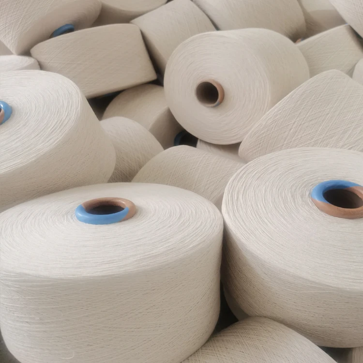 Ne10s 7s  CVC 95% cotton  5% viscose raw white denim yarn for denim fabric dyed