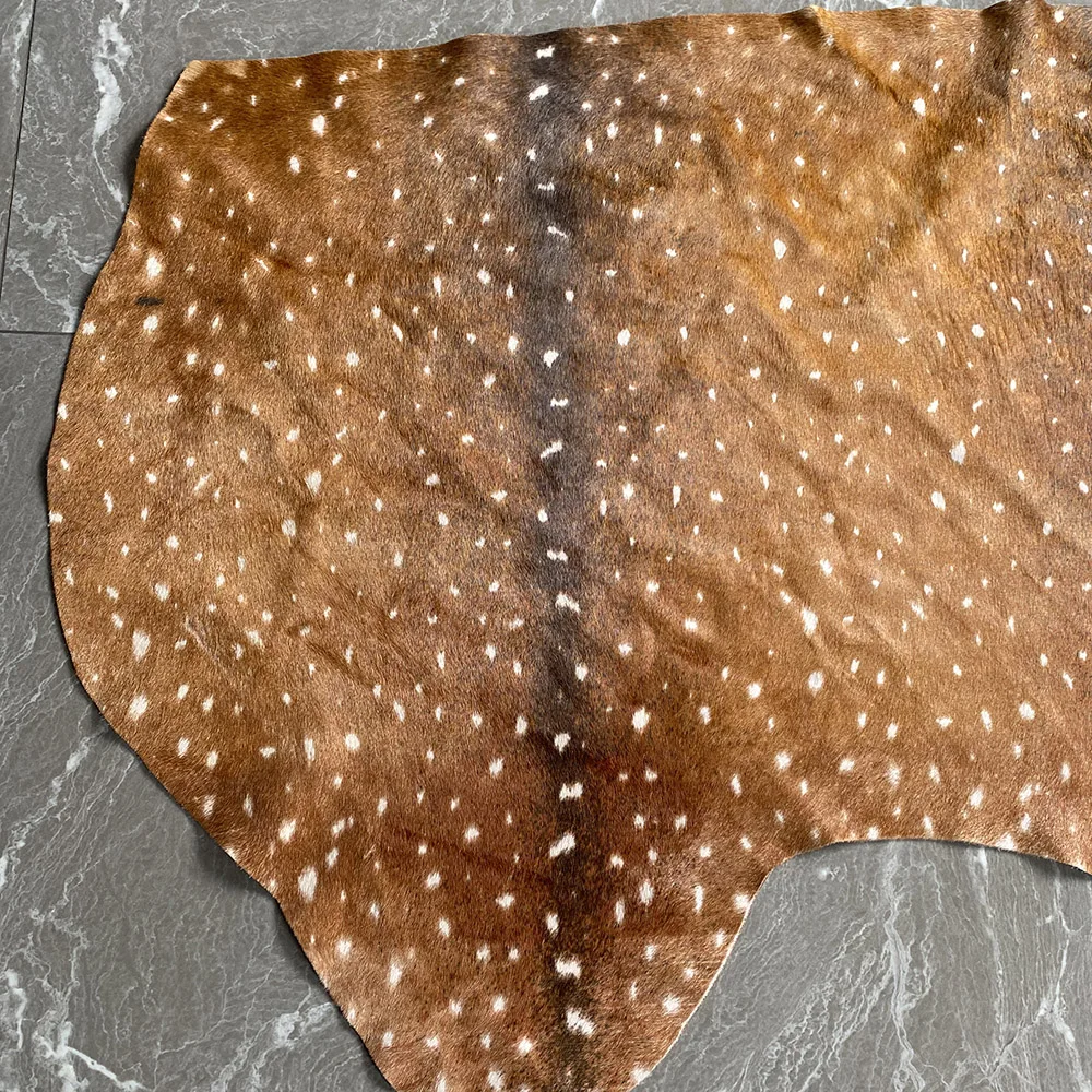 Custom made product axis deer print genuine cow skin cow hide leather hair on for bags chairs furniture