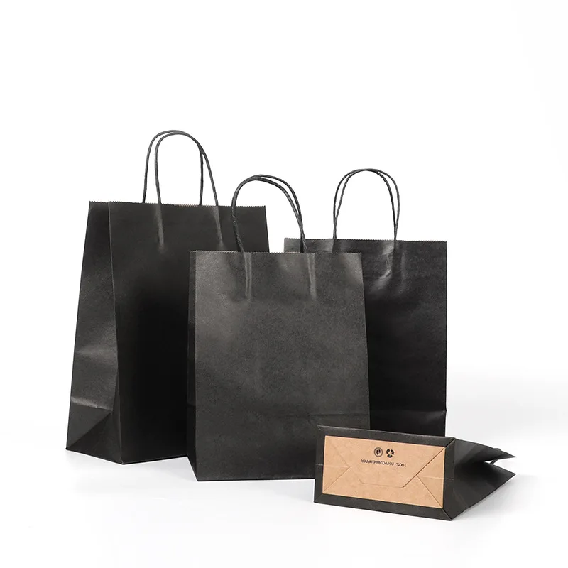 Wholesale Eco-Friendly Recyclable Kraft Paper Bag Snacks Milky Tea Cakes Packaging Takeout Food Bag Supermarket Promotions