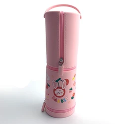 DIY Hole 2 in 1 Usage Silicone Pen Pencil Storage Bags Office Standing Pen holder Stationary School case