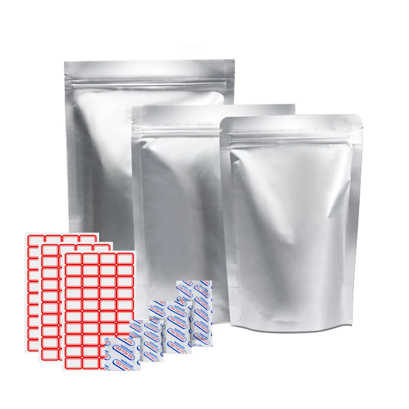 Pure Aluminum Foil Mylar Bags 1 Gallon Resealable Ziplock Food Packaging Stand Up Doypack Bags