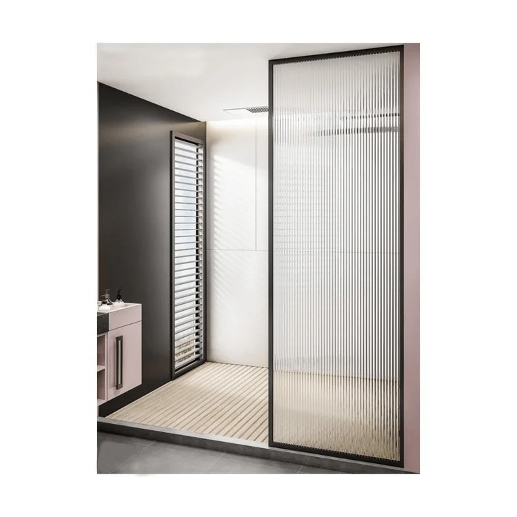 Single Panel Walk In 304 Stainless Steel Shower Screen Black Shower Rooms