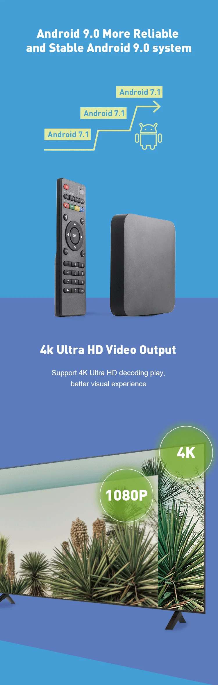 Competitive Price Android 9 Tv Box D9 pro 5G 2.4g wifi quad core 4K Android Tv Box