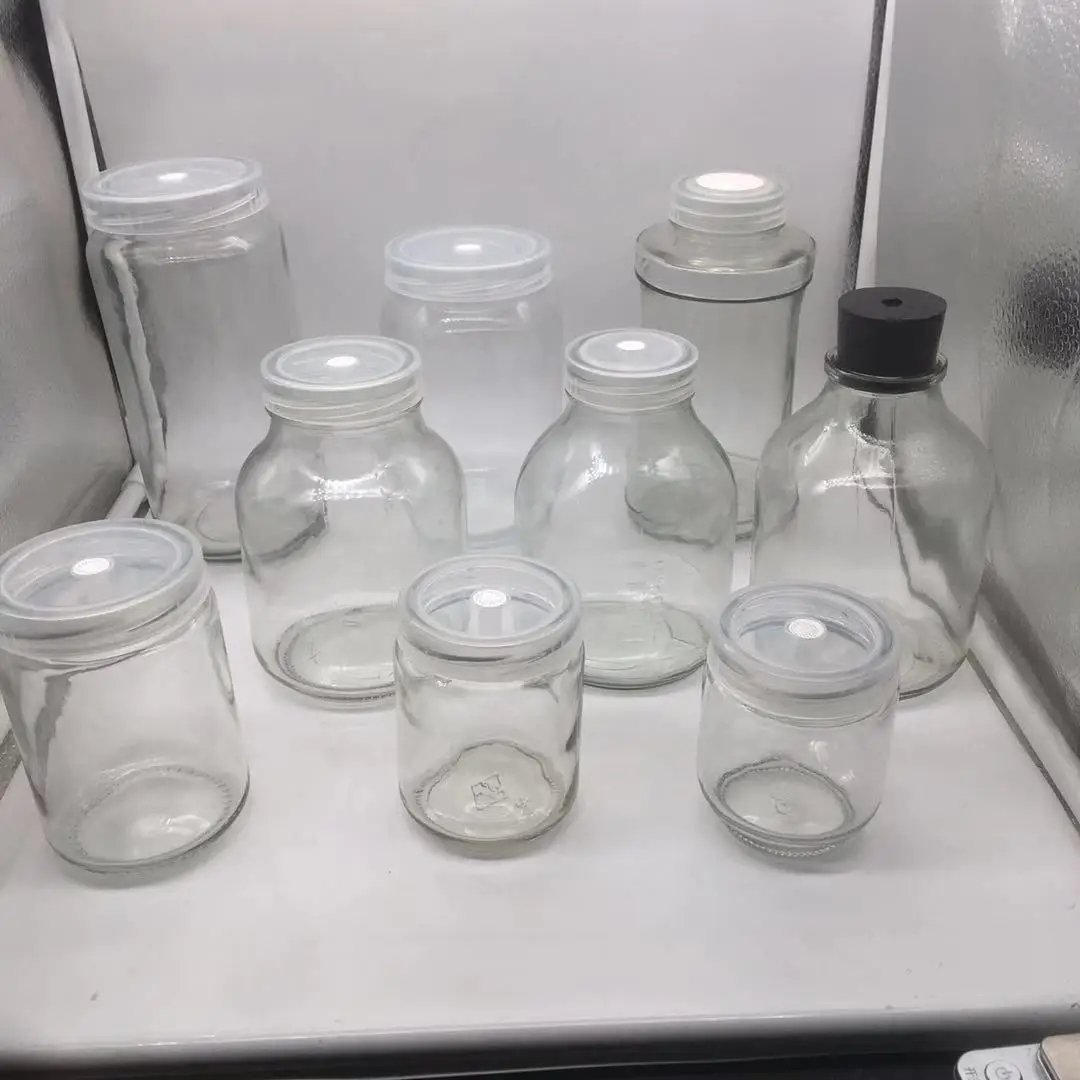 Various Capacity 240ML 350ML 480ML Glass Plant Tissue Culture Equipment Vessel Jar/Bottle Plastic Lid with Vent