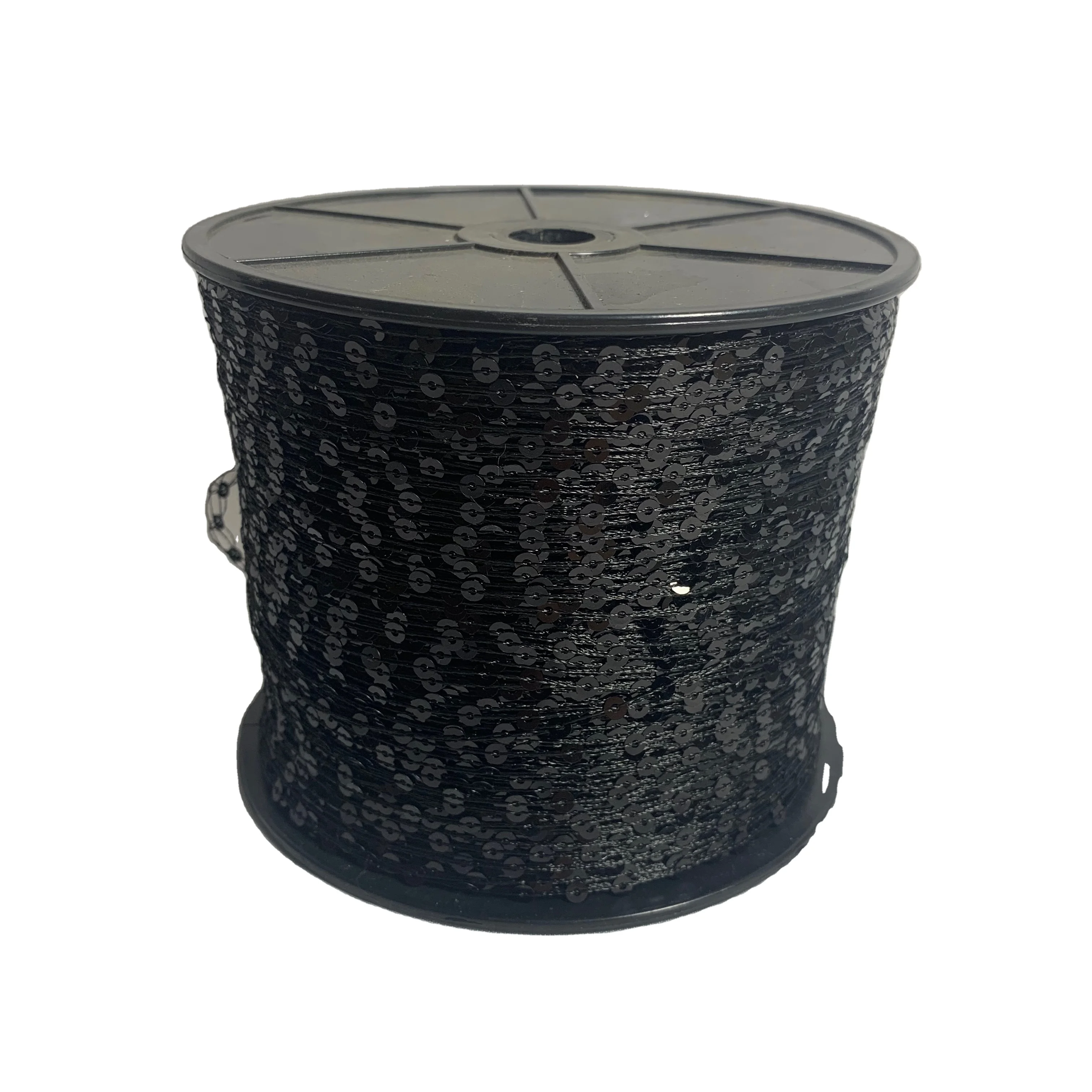 100% Polyester  Black yarn black sequins5nm 4mm sequins Special customization