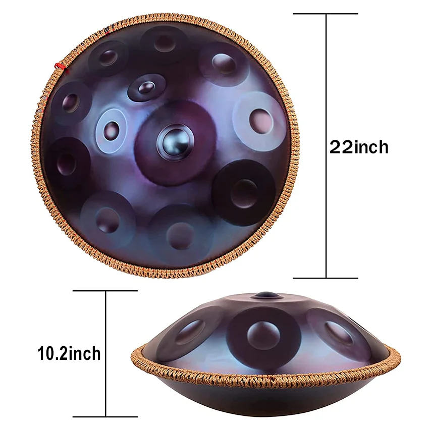 12 Notes Handpan Stainless Steel Hand Drum 440hz Or 432hz D Minor Kurd Soft Case 22 inches Drum