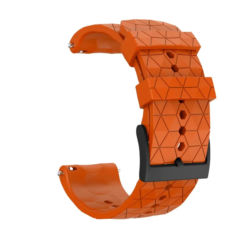 24mm Football Pattern Rubber Silicone Stainless Steel Buckle Watch Band Strap for Suunto 9 Baro Copper / SUUNTO 9