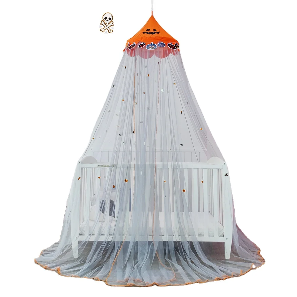 Halloween Kids Glow in The Dark Stars Hanging Bed Curtain Mosquito Net Canopy Netting For Full Double Bed