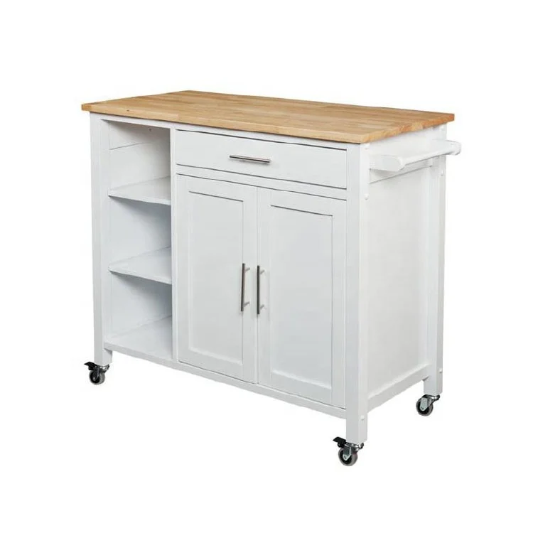 Modern wooden hot selling furniture sideboard kitchen trolley with wheels solid storage kitchen utensils wooden sideboard