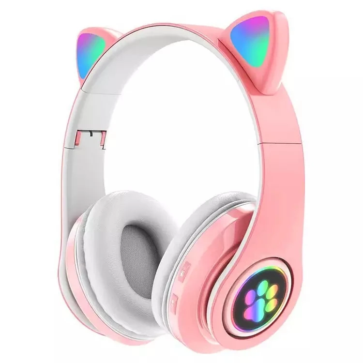Cute Cat Ear Headphones Wireless With Mic LED Kids Girls Stereo Phone Music BT Headset Gamer Gift