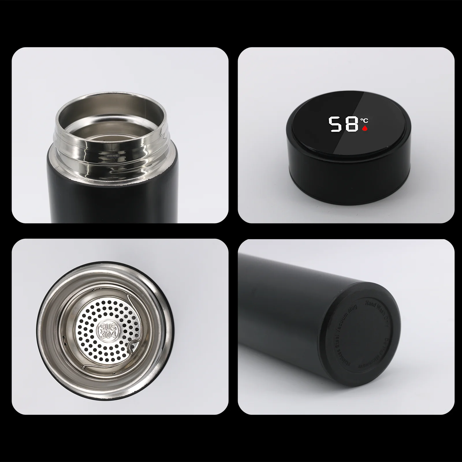 Wholesale Gifts New Colors Vacuum Flask 500ml Stainless Steel Custom Smart Water Bottle with Temperature Display Led Screen