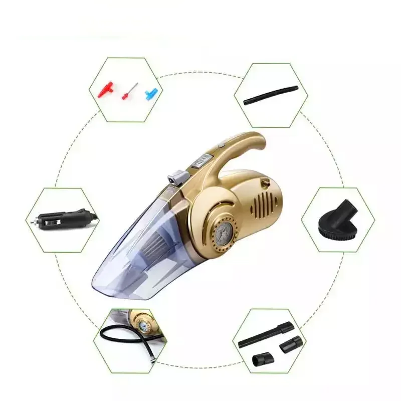 Handheld Car Vacuum Cleaner,Inflator,Tire Pressure Gauge,Etc. 4 In 1 Car Air Compressor