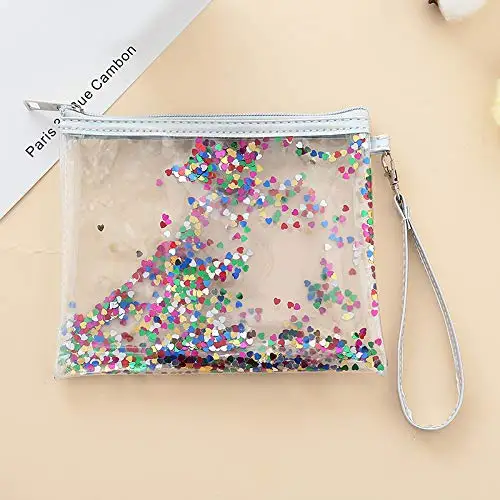 NANA Crystal Clear Cosmetic Bag Travel Toiletry Bag with Zipper Vinyl PVC Make-up Pouch Handle Straps for Women Men