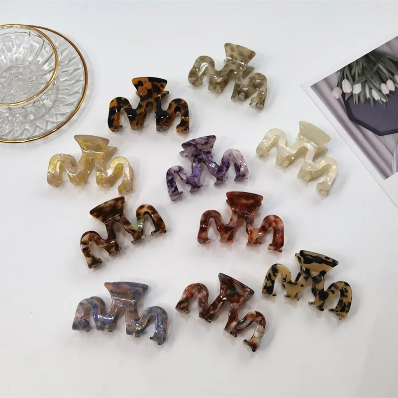 Wholesale Big Tortoiseshell Acetate Hair Claw Clips Ins Rectangle Fashion Hair Claw Plated with White / Rose Gold Free Sample