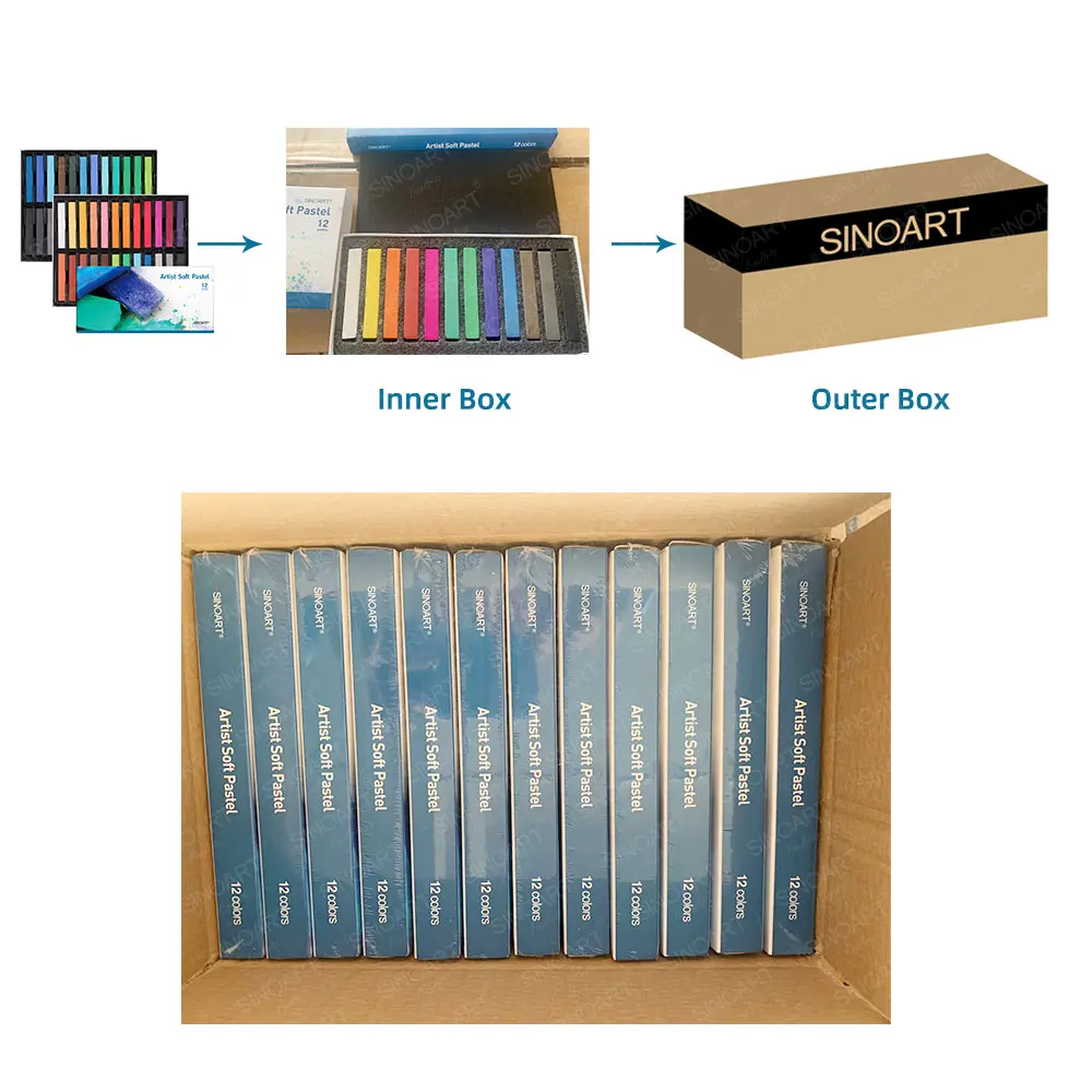 SINOART 12colors Non Toxic Soft Pastel Set Artist Stick Pastel soft pastel colors drawing for beginners