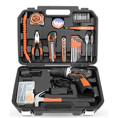 
Household screw driver 12V lithium electric drill tools hardware Multifunctional maintenance tool electric drill set 