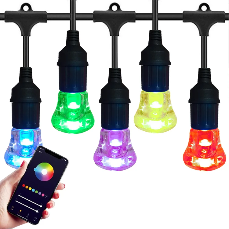 3 Core Design WIFI Smart Decoration LED String Outdoor Lights, 12/18/24pcs PMMA Integrated Bulb RGBCW Lights String LED