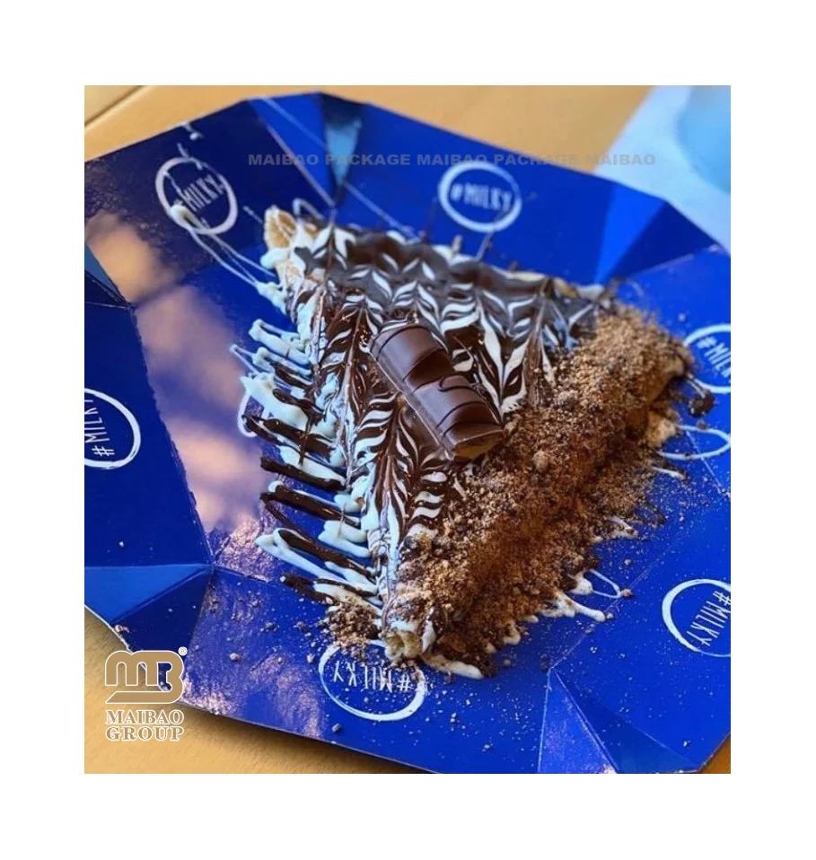 Foldable Arabic Sweet Paper Pancake Box Disposable Breakfast Food Containers Pastry Takeaway Dessert Pancake Packaging Box