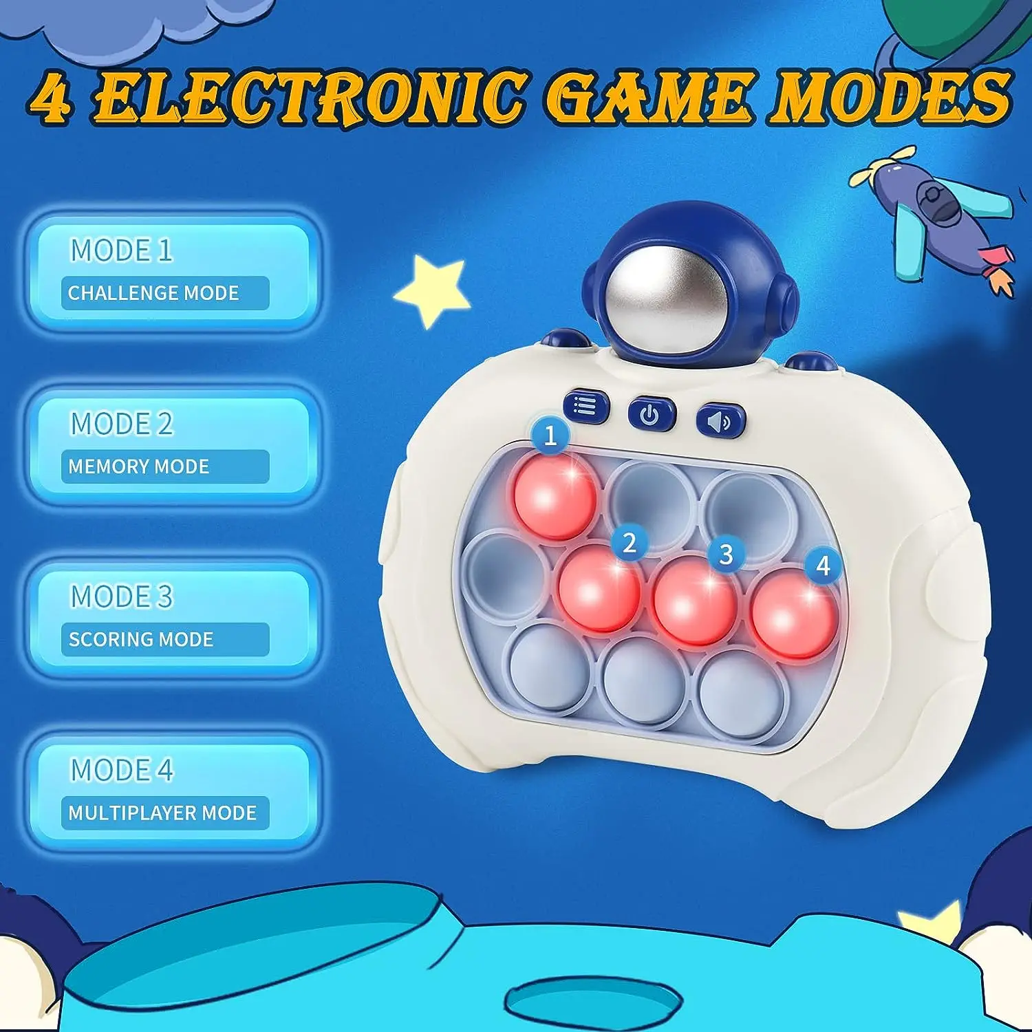 Huiye Pop Fidget Kids Games Toys Relief Anti-Stress Handheld Game Quick Push Bubble Stress Pop Light Up Game Toys For Children