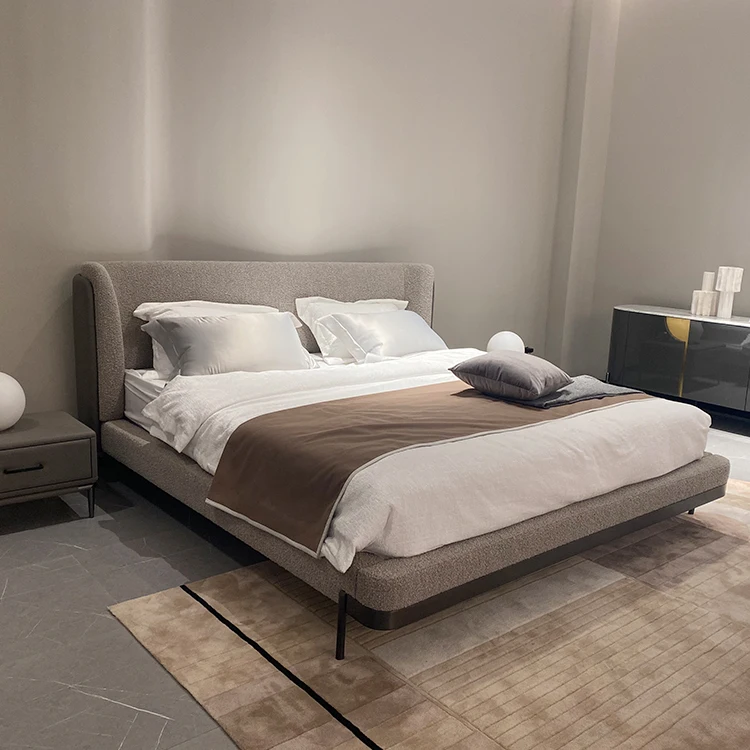 Новое поступление итальянский дизайн оптовая продажа Лидер продаж современный комплект постельного белья большого размера из шерпы ткани и кожи мебель для спальни