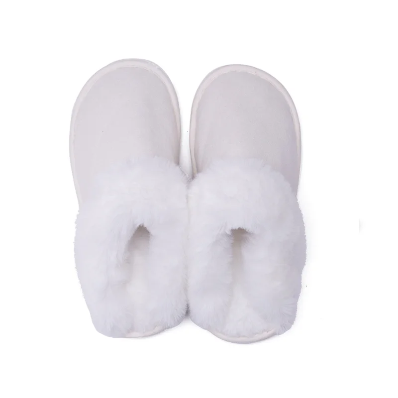 2024 Custom Logo Simple Casual Winter Warm Shoes Home Indoor Non-Slip Closed Toe Slippers White Shoes Men