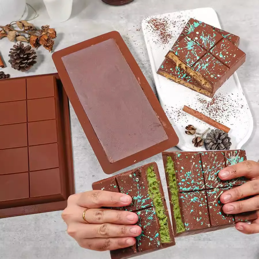 New square rectangular silicone cake chocolate 10 square candy baking mold for Christmas Halloween