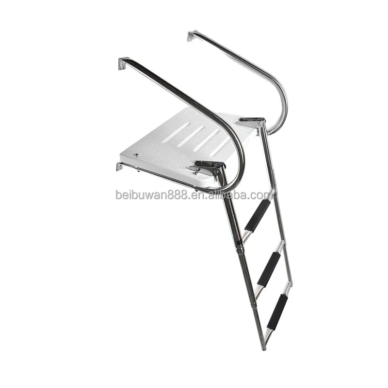 3 Step In-board Outboard Transom Platform Telescoping Boat Ladder Swimming Telescopic Ladder Marine Parts Boat Accessories 1 PC