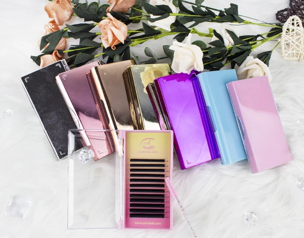 Custom Box Shine Camellia Korean Pbt Wholesale Silk 02 Lash Fan Eyelash Extensible Tech Supplies Colored Russian Faux Mink