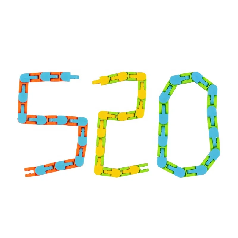 Hot sale colorful simple plastic 24 links finger sensory wacky tracks fidget toys for kids