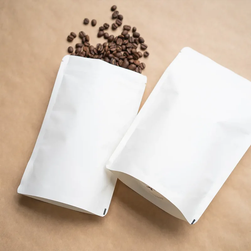 Fully Biodegradable Recyclable Reusable Zipper White Brown Clear Pla Compostable Stand Up Pouches