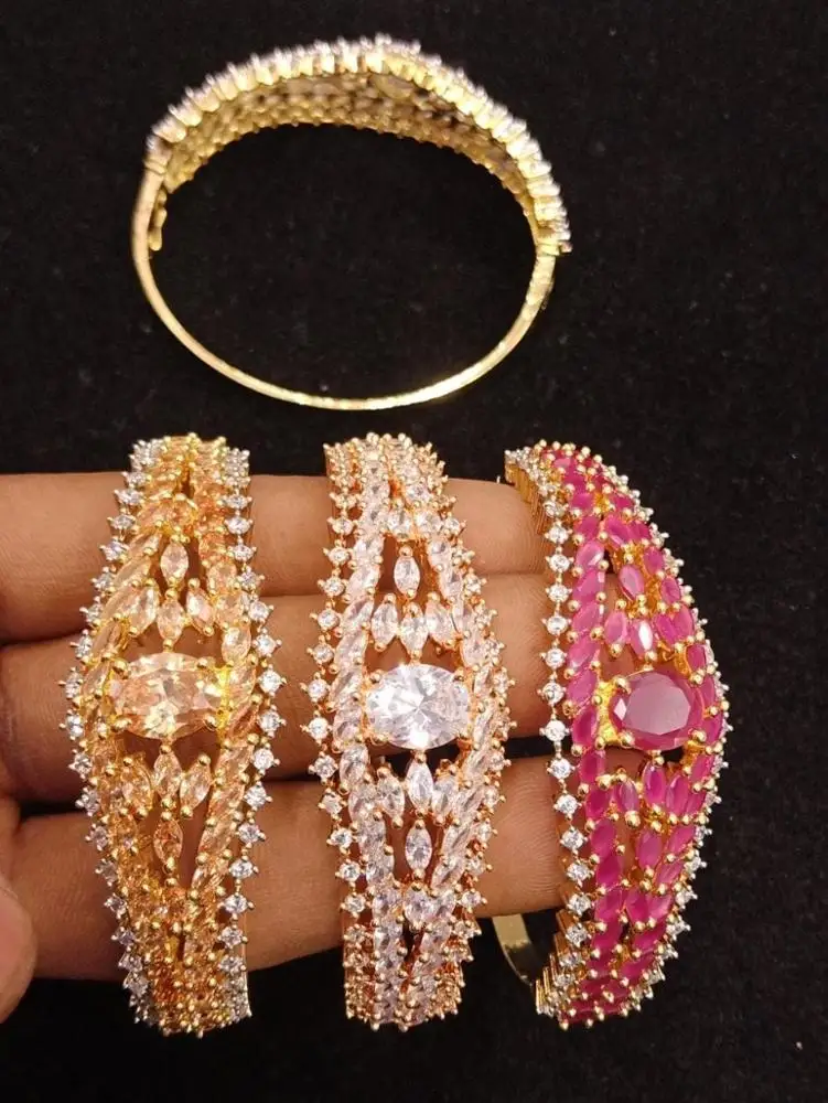 
Hot sale Colorful American Diamond fashion jewelry gold plated colorful zircons women bracelets 