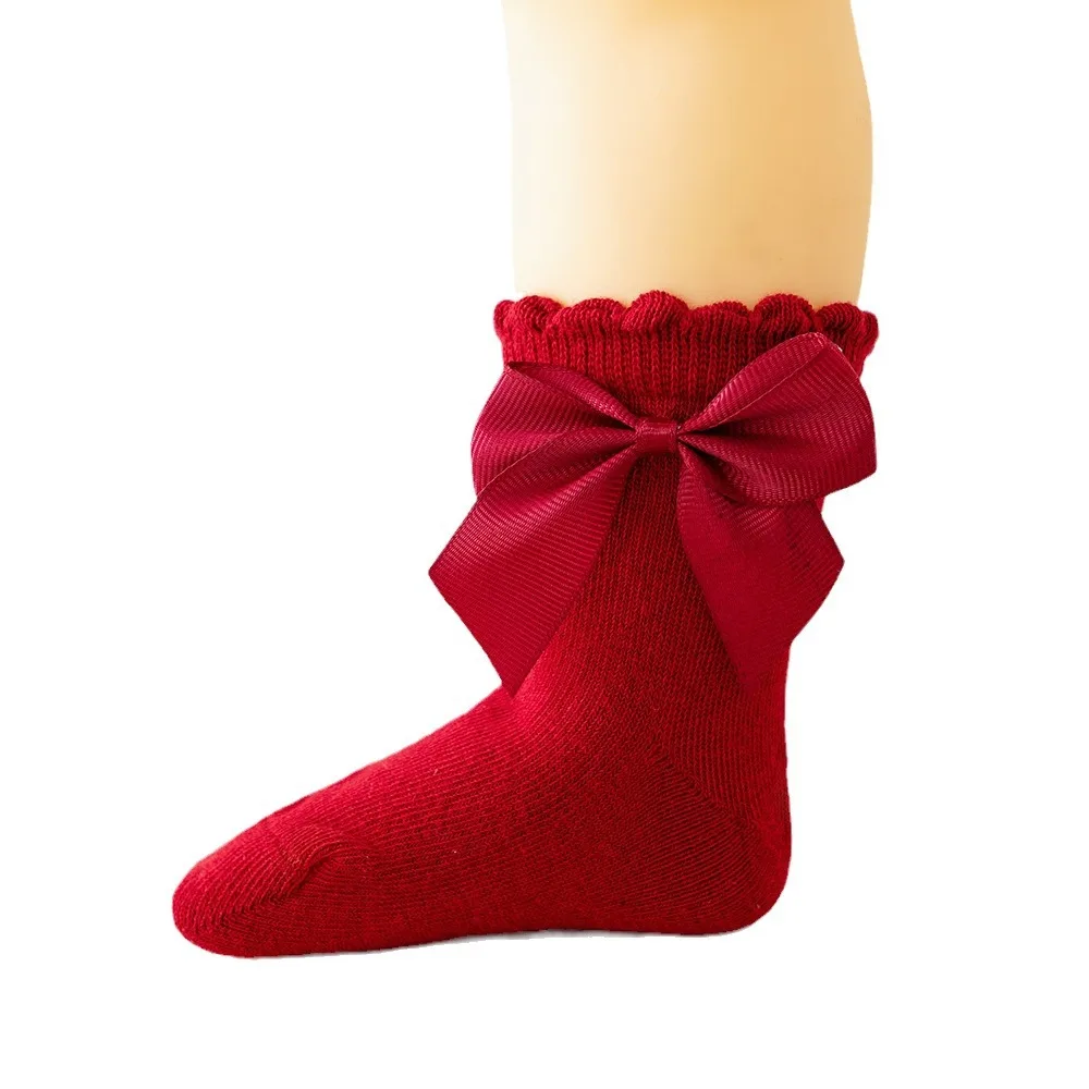 0-4 Years Baby Spanish Big Bow Knot Socks Spring 12 Pairs Fall Lolita Court Style Infant Princess Cotton Crew Pop Girl Sock