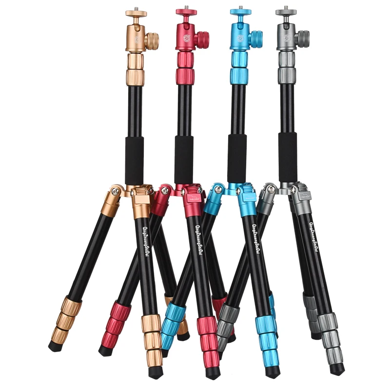 Colorful portable stable  mobile stand tripod for videos professional  dslr foldable aluminum small tripod