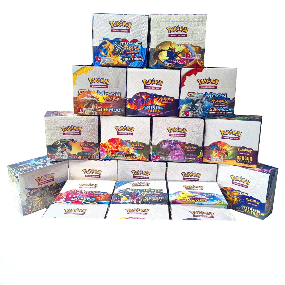 360pcs /box English French Spanish pokemoned cards booster box carte poke mon pokemond cards playing cards