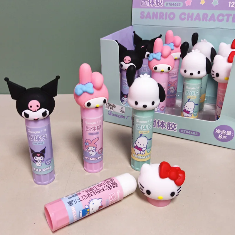 Student Stationery solid gum, Mini KT glue stick, Anime melody kuromi glue stick for girls