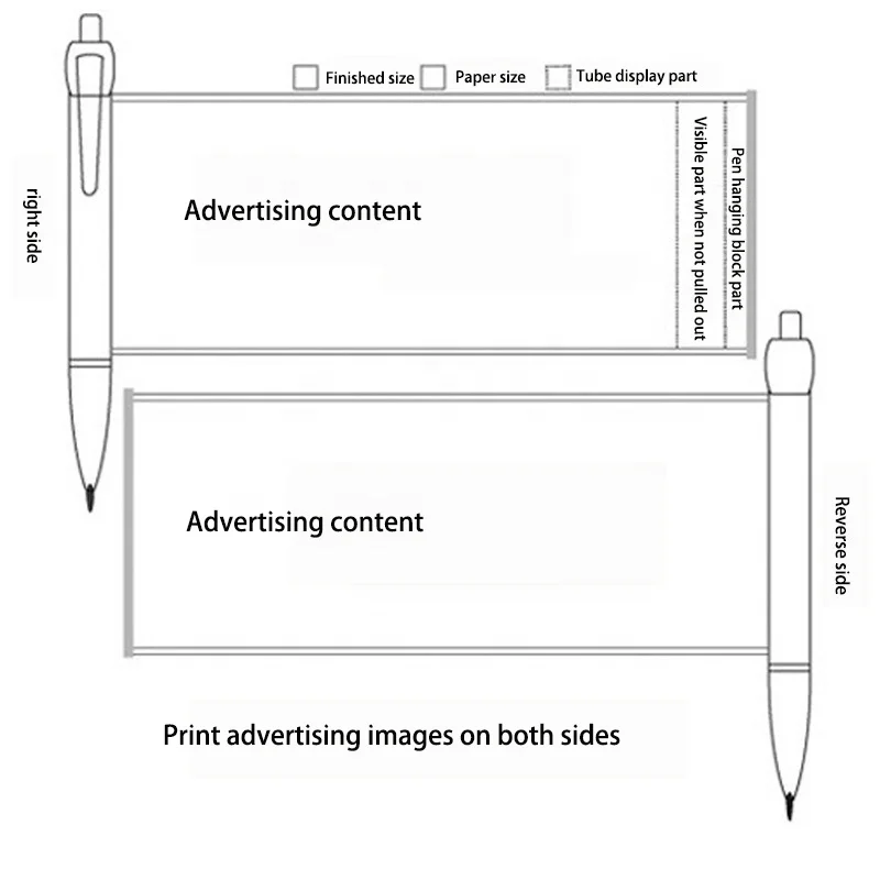 Promotional plastic 0.5mm pens ballpoint custom logo advertising retractable pull out banner flag ball pen