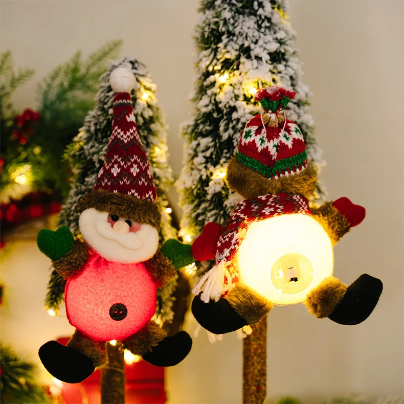 Wholesale Christmas Hanging Toys With Light Santa Pendant Snowman Elk Light Up Doll For Festival Gift Home Decoration