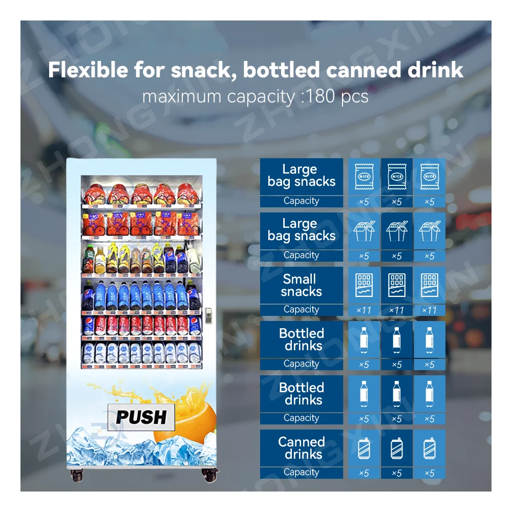 Card Operated With Lcd Advertising Players Commercial Beverage Vending Machine