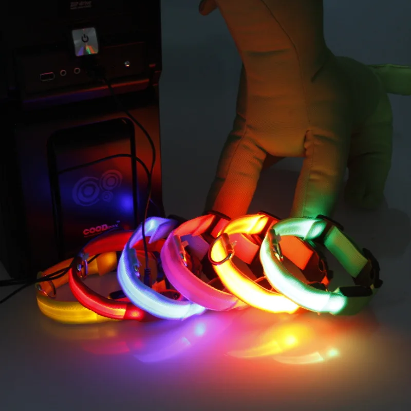 LED luminous charging pet dog collar wholesale USB charging pet collar walking luminous dog collar with USB cable