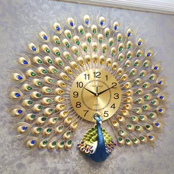 fashion design home decorative metal set peacock wall clock for wholesale
